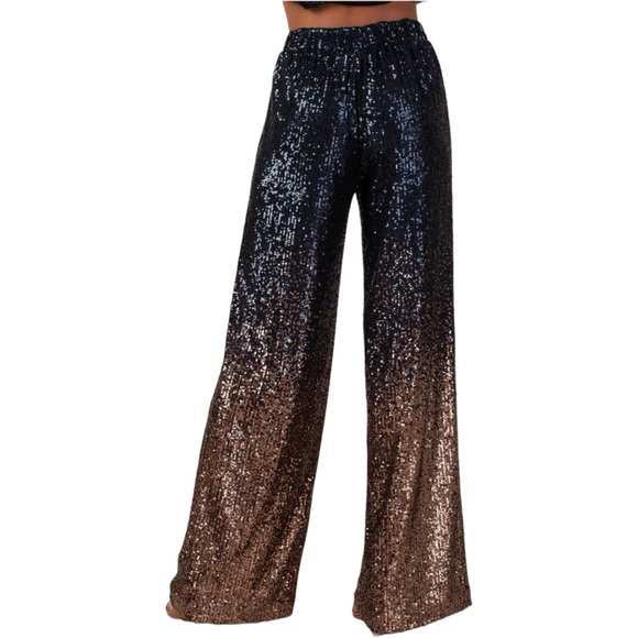 TRINA TURK East Pant Pull On Sequined Ombre Midnight/Moon NWT Glam Evening Wear - Picture 3 of 4